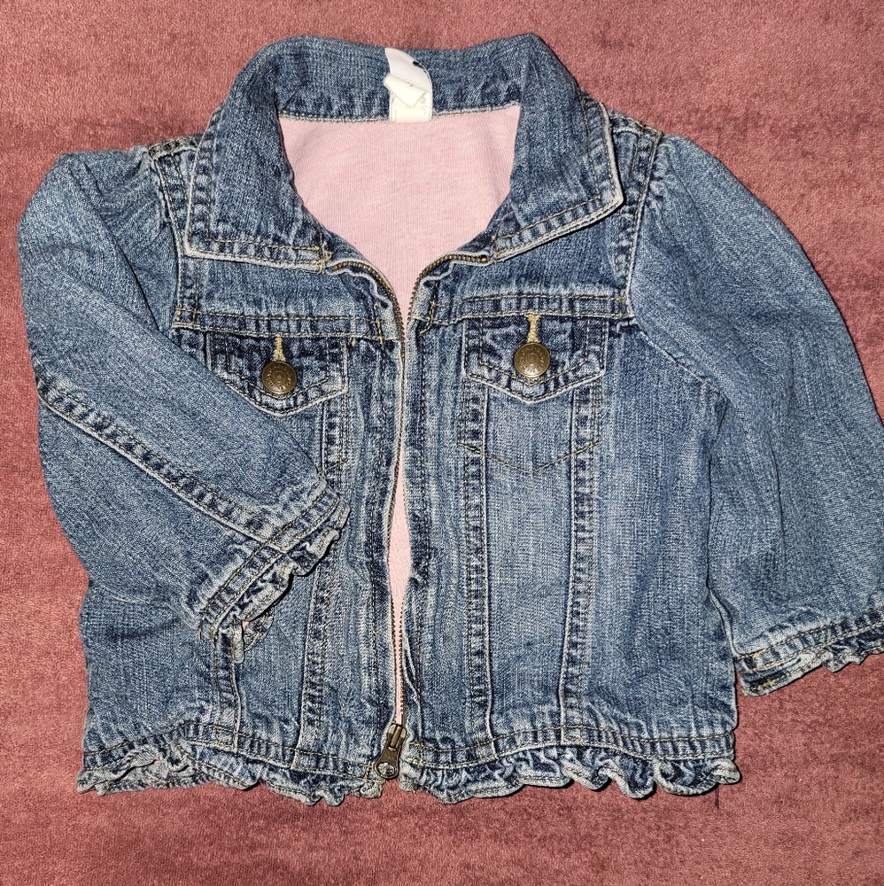 Blue jean jacket with ruffles